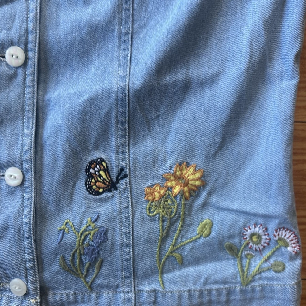 Vintage Cedar Creek Denim Embroidered Vest Women's Size Small Cottagecore 90s - Picture 7 of 9